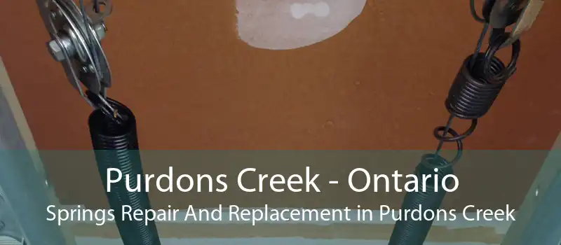 Purdons Creek - Ontario Springs Repair And Replacement in Purdons Creek